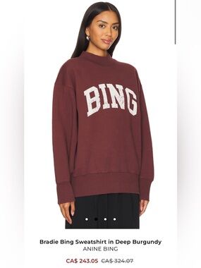 Anine Bing Bradie Bing Mock Neck Sweatshirt